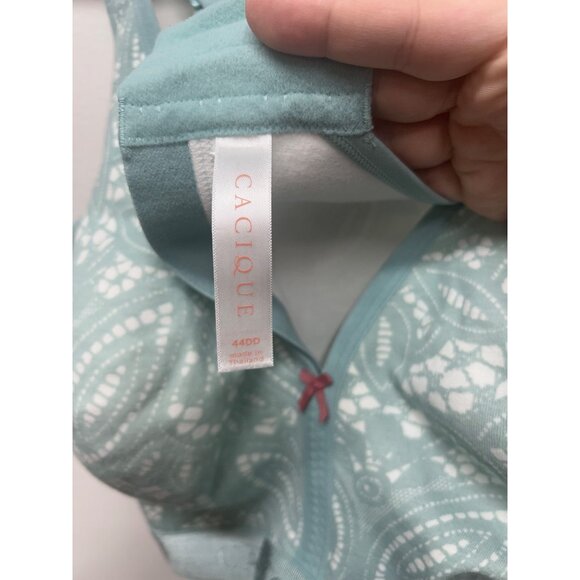 Cacique 44DD Wireless Full Coverage Bra Light Blue Lace Polyester/Cotton Blend - Picture 3 of 9
